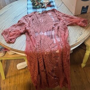 Elegant Lace Women Dress in Rust